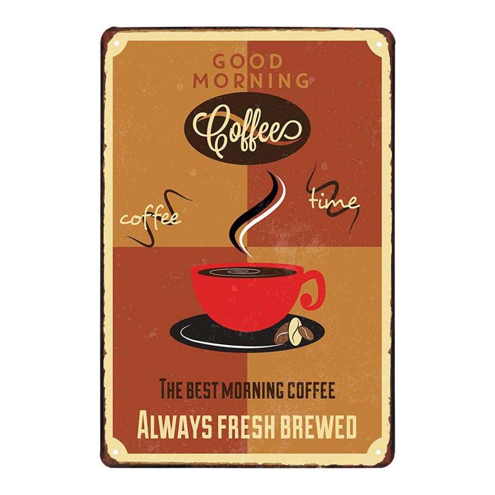 Juego de 4 placas de metal retro vintage con diseño de café