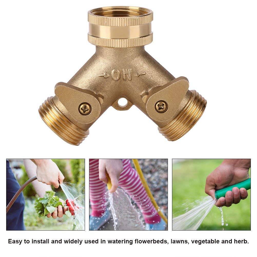 Ottone EU/US 3/4 Filettatura femmina/maschio Divisore d'acqua a 4 vie con valvola Irrigazione da giardino Multi-Way Giunto Rubinetto Tubo Connettore capezzolo  15
