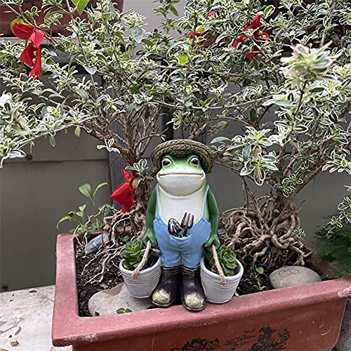 Grenouille figurine décorative en résine peinte pour paysage de jardin