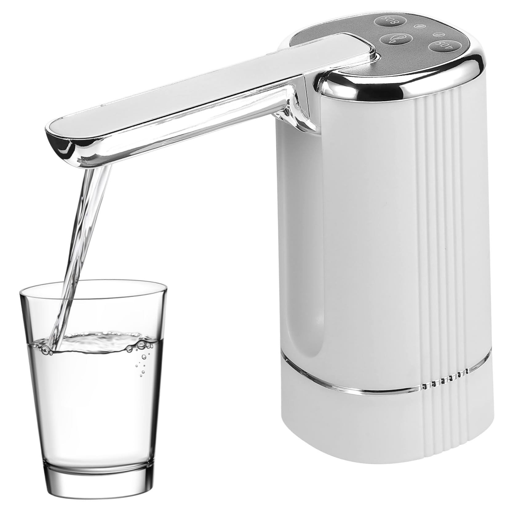 UKCOCO 5pièces Pompe à Eau Électrique Pliable pour Distributeur Eau Pratique pour Maison Le Camping Bureau Niveaux De Dosage Couleur Blanche Argentée