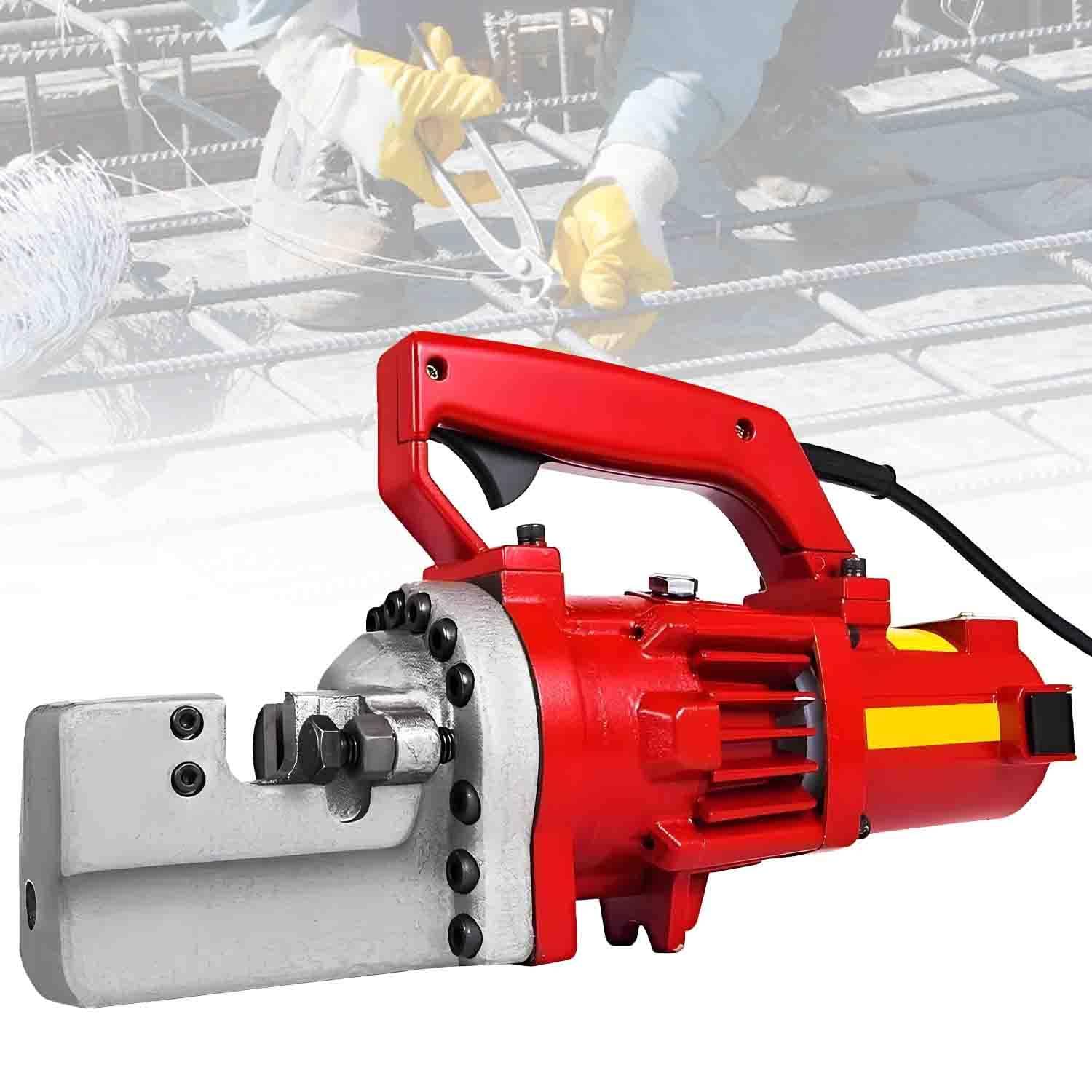 UORDBY Electric Hydraulic Bolt Cutter, Portable Electric Hydraulic Rebar Cutter, 1250W for 4-20MM Steel Bars, Cutting Speed: 3-3.5s, for Railway and Housing Construction Red