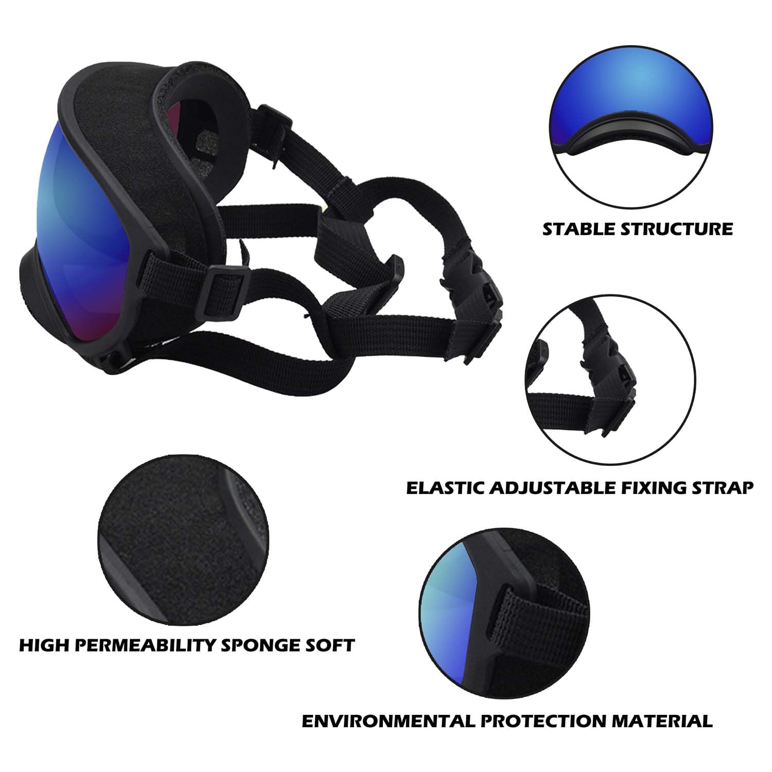 Dog Sunglasses, Dog Goggles with Adjustable Strap, UV Protection, Windproof, Suitable for Small Medium-Dogs, Dogs Eyes Protection - Image 4