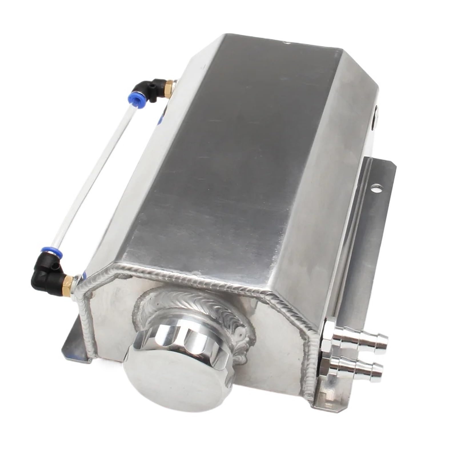 zbiornik płynu chłodzącego Zbiornik przelewowy oleju aluminiowego 2L, chłodnica silnika, kwadratowy zbiornik z korkiem spustowym(2L silver)
