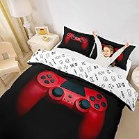 Vista 3 de Erosebridal - Conjunto de ropa de cama tamaño individual, de 2 piezas, 1 funda para edredón decorativa negra con estampado moderno de control