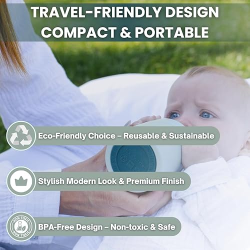 Miniatura 54 de MILK & WATER - Dispensador de biberones y fórmula para bebés todo en uno, 5 onzas, mantiene el agua caliente y la fórmula fresca, biberón para Rosa