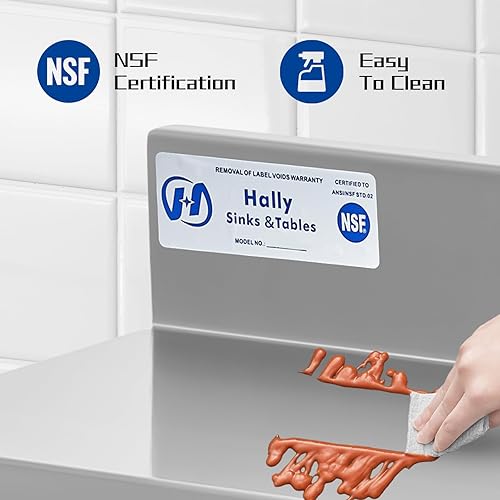 Miniatura 4 de HALLY Estante de pared de acero inoxidable de 8.6 x 24 pulgadas, 50 libras, estante flotante de montaje en pared comercial resistente NSF para