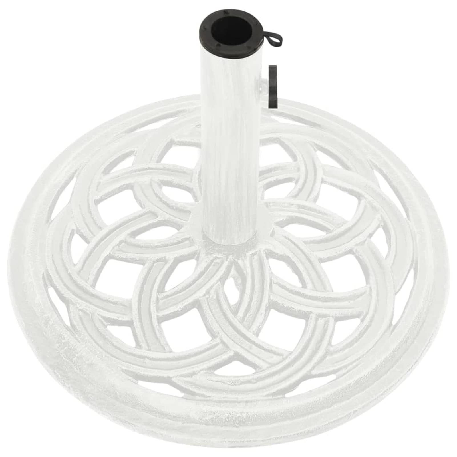 Socle de Parasol Blanc 44x44x31 cm Fonte,Pied De Parasol,Pied De Parasol Lourd,Pied De Parasol sur roulettes