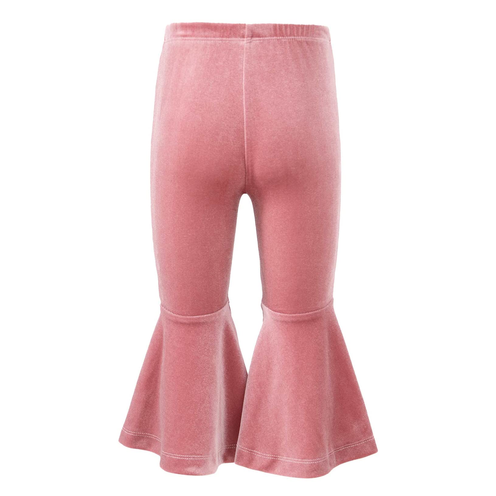 YEAHDOR Kids Toddler Baby Girl Flare Pants Velvet Bell Bottom Ruffle Leggings Trouser Fall Clothes Pink 5-6 Years