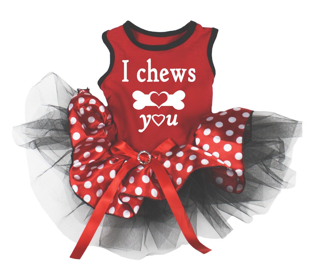 Robe chien à pois rouge et tutu pour les balades et fêtes estivales