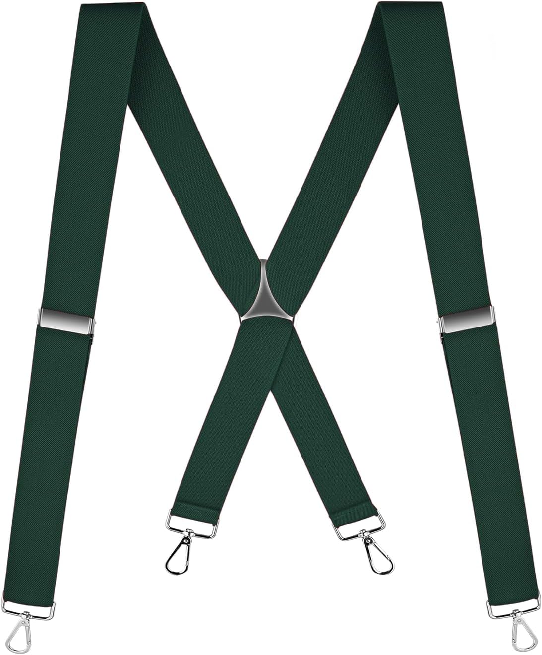 Buyless Fashion Suspenders for Men - 48" Elastic Adjustable Straps 1 1/4" - X Back with Metal Hooks