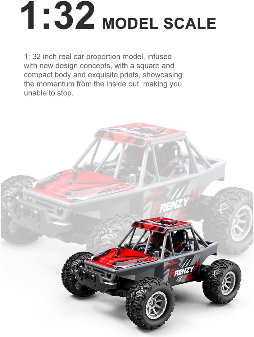RC Off-Road Vehicle Model, 1/32 Scale 4WD Mini Electric 2.4G Remote Control High Speed Drift Off-Road, Mini Racing Drift Car for Adults
