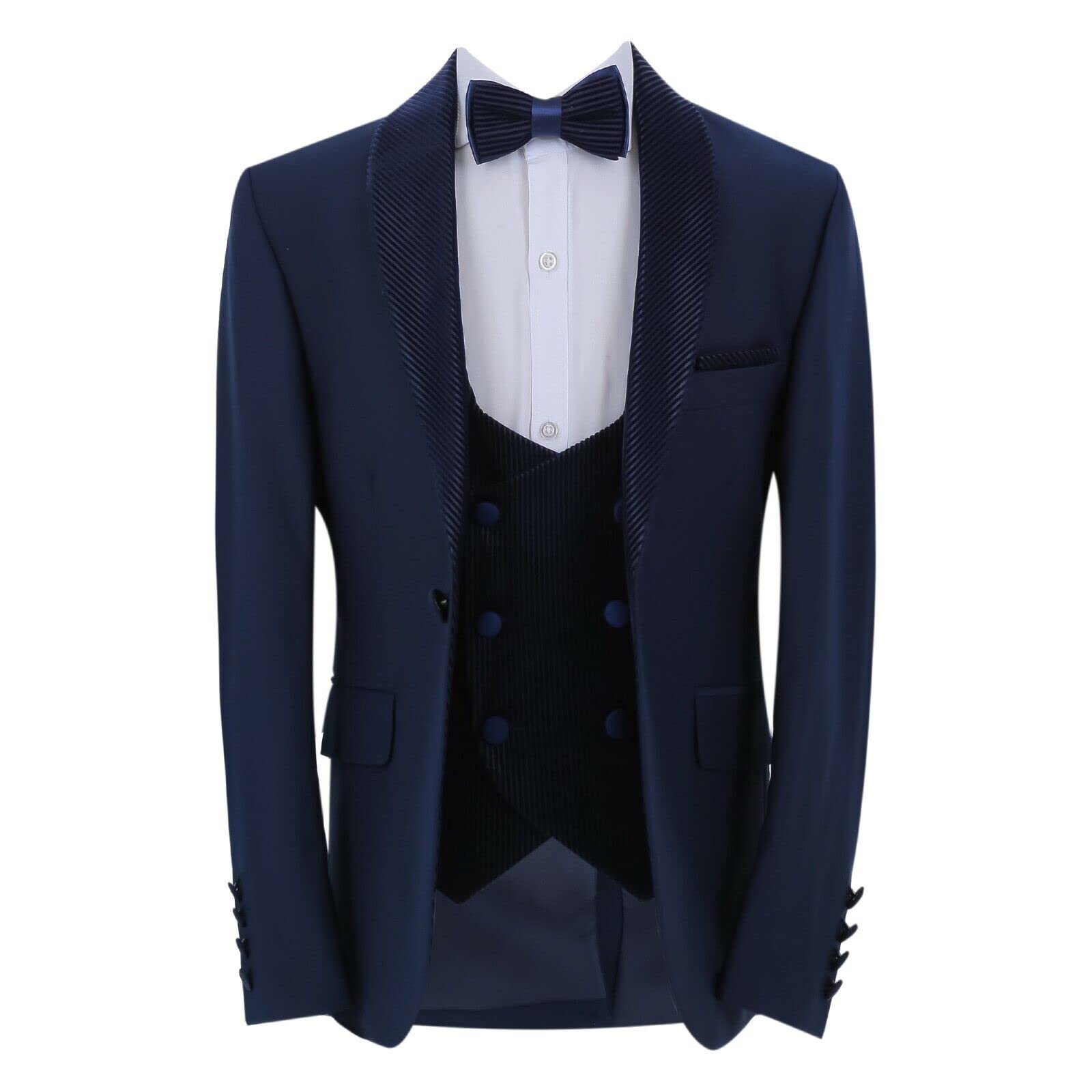 SIRRI Abito da Smoking Elegante da Pranzo per Ragazzi con Gilet in Velluto di Velluto a Coste e Rever Sciallato - Perfetto per Matrimoni e Occasioni Formali