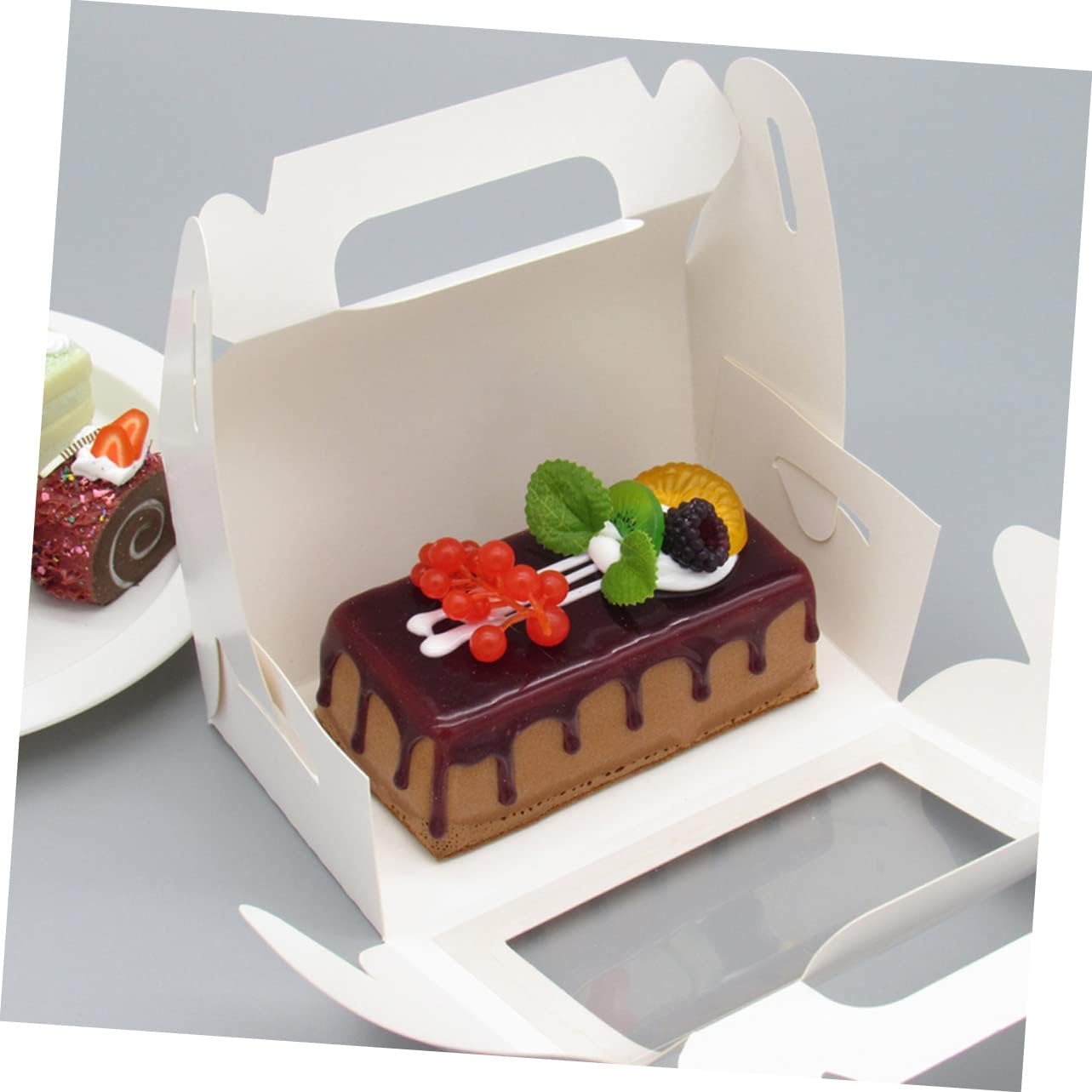 SOLUSTRE 10pcs Cake Packaging Boxes Lids Bakery Boxes Window Small for Desserts Paper Cookie Holder for Home Baking Accessories
