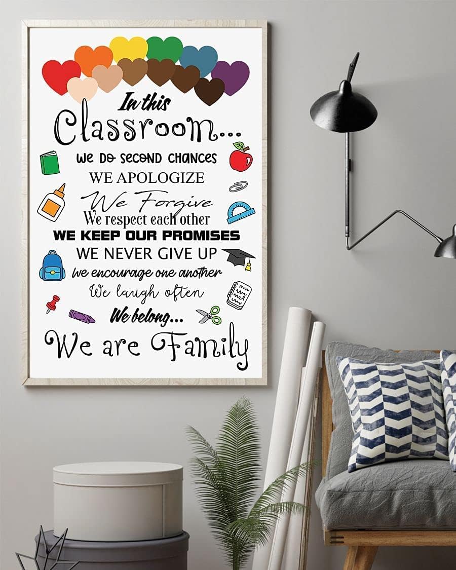Kwqdozf As Pic In This Classroom, We Are Family Poster, Classroom Rules Decoration On Gift