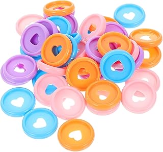 CRAFTHROU Fichário de coração 40 peças fichário de escritório clipes coloridos chaveiro de plástico organizador de disco fichário fivela planejador fichário discos encadernação disco fichário discos fichário discos livros chaveiro expandir