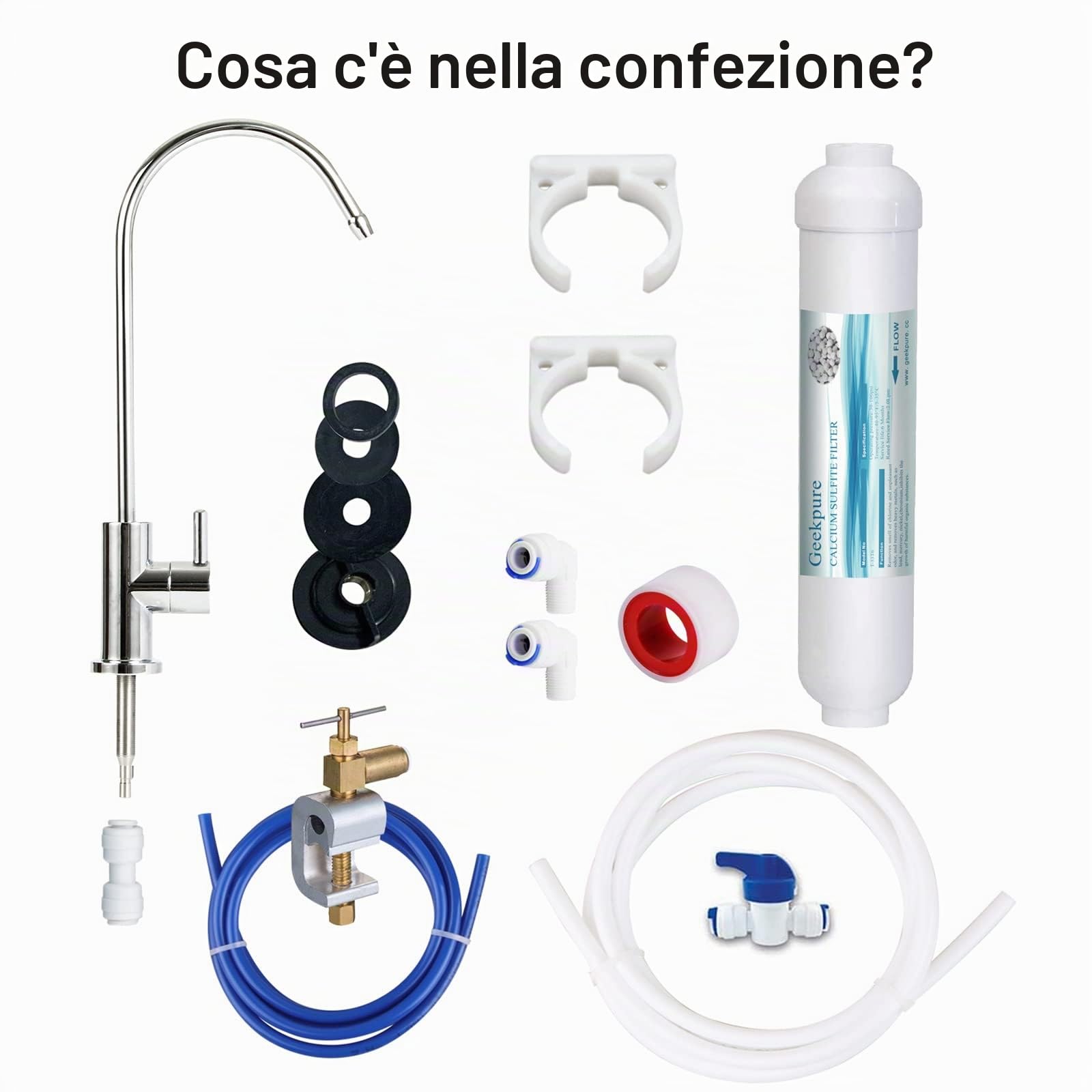 Geekpure Kit di filtrazione dell'acqua potabile in linea sotto il lavello Sistema fai da te rimuovere il cloro