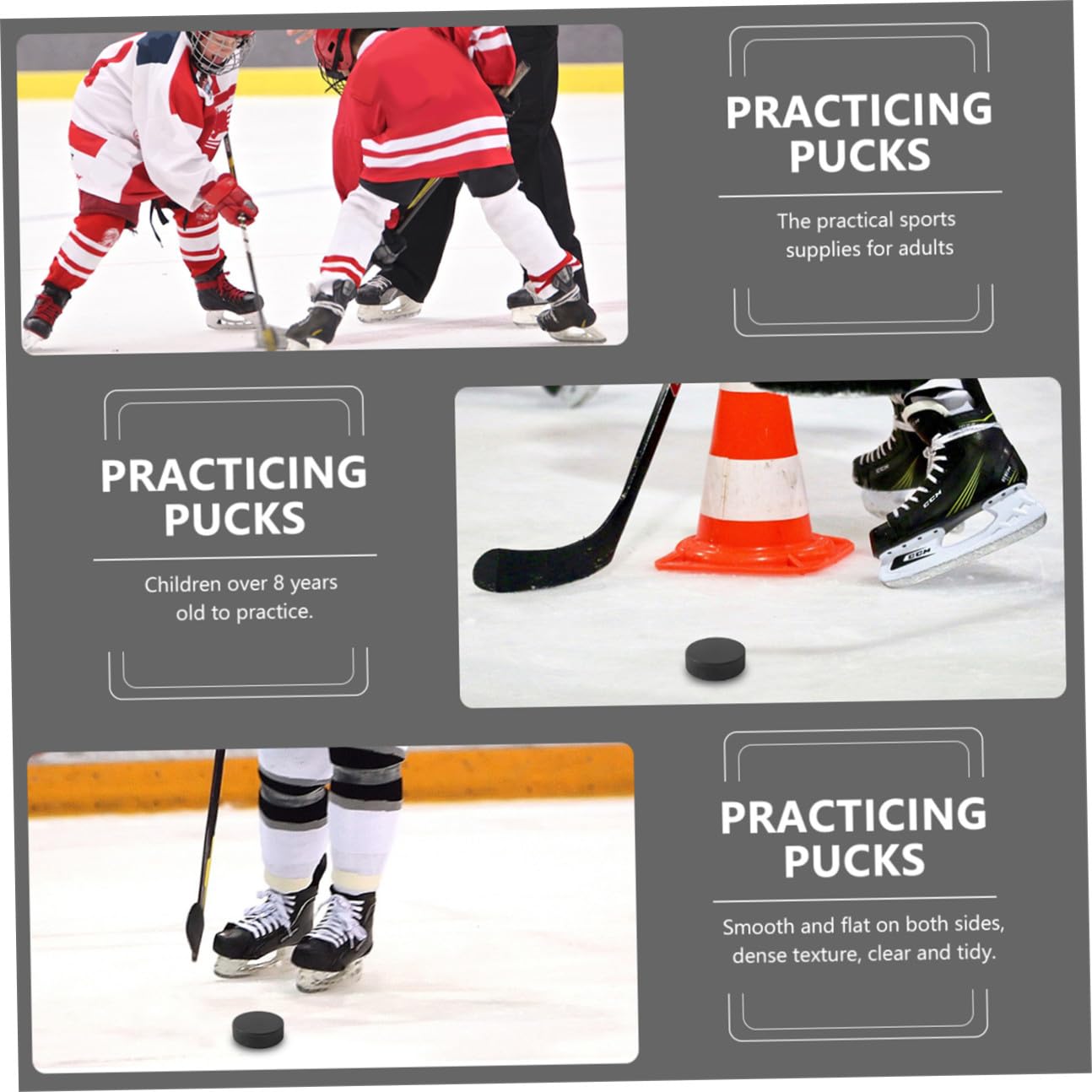 9pièces Palets De Hockey sur Glace Noirs Pucks Officiels pour Entraînement Et Compétitions Pratique sur Glace Ou Extérieur