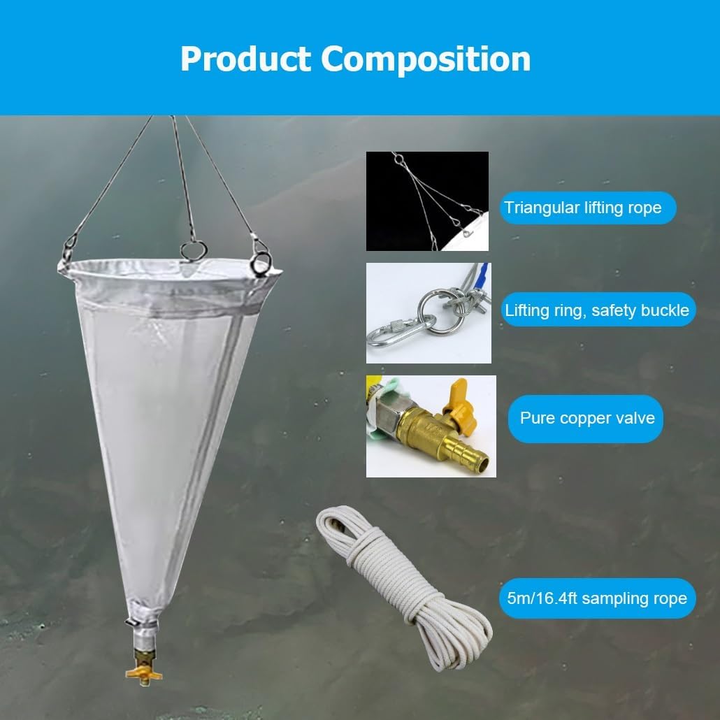 Professional 125 Mesh Plankton Net - 5m Nylon Sampling Net for Phytoplankton, Protozoa & Rotifers - Research Grade, Ideal for Aquatic Studies & Environmental Sampling