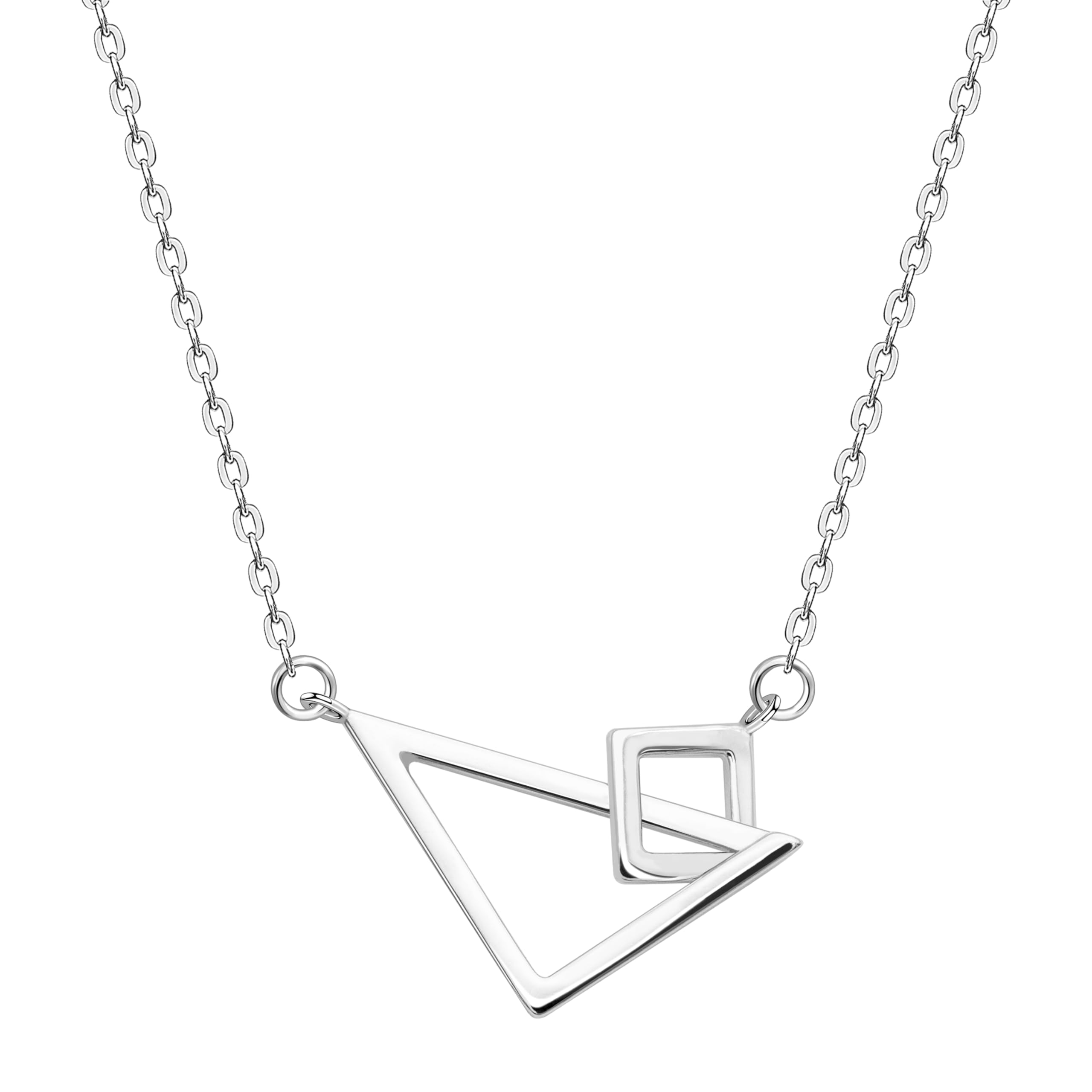 925 Silver Adjustable Necklace Circle Minimalist Enamel Tiny Heart Cactus Triangle Pendant Dainty Choker for Women