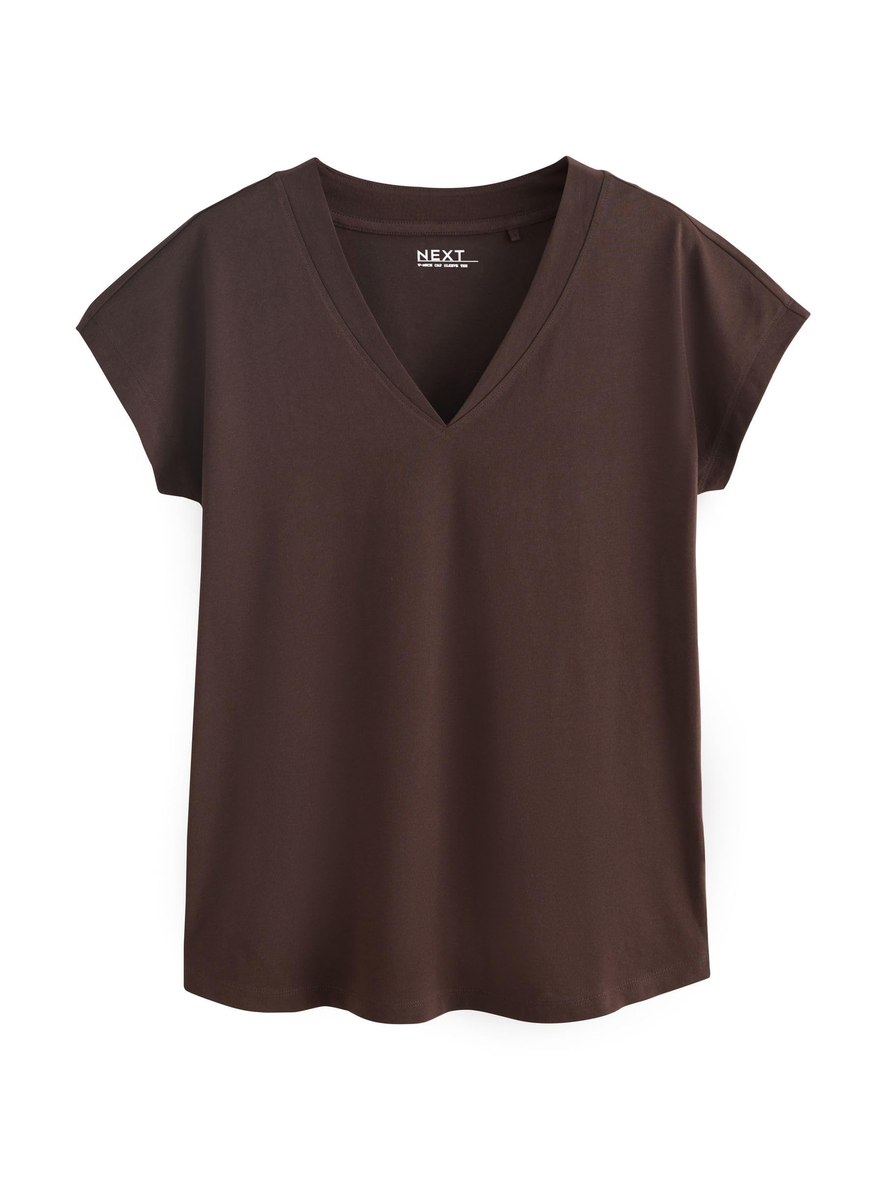 NEXT Femme T-Shirt à Mancherons et col V, Lot de 5 | Coupe standard, 100 % coton