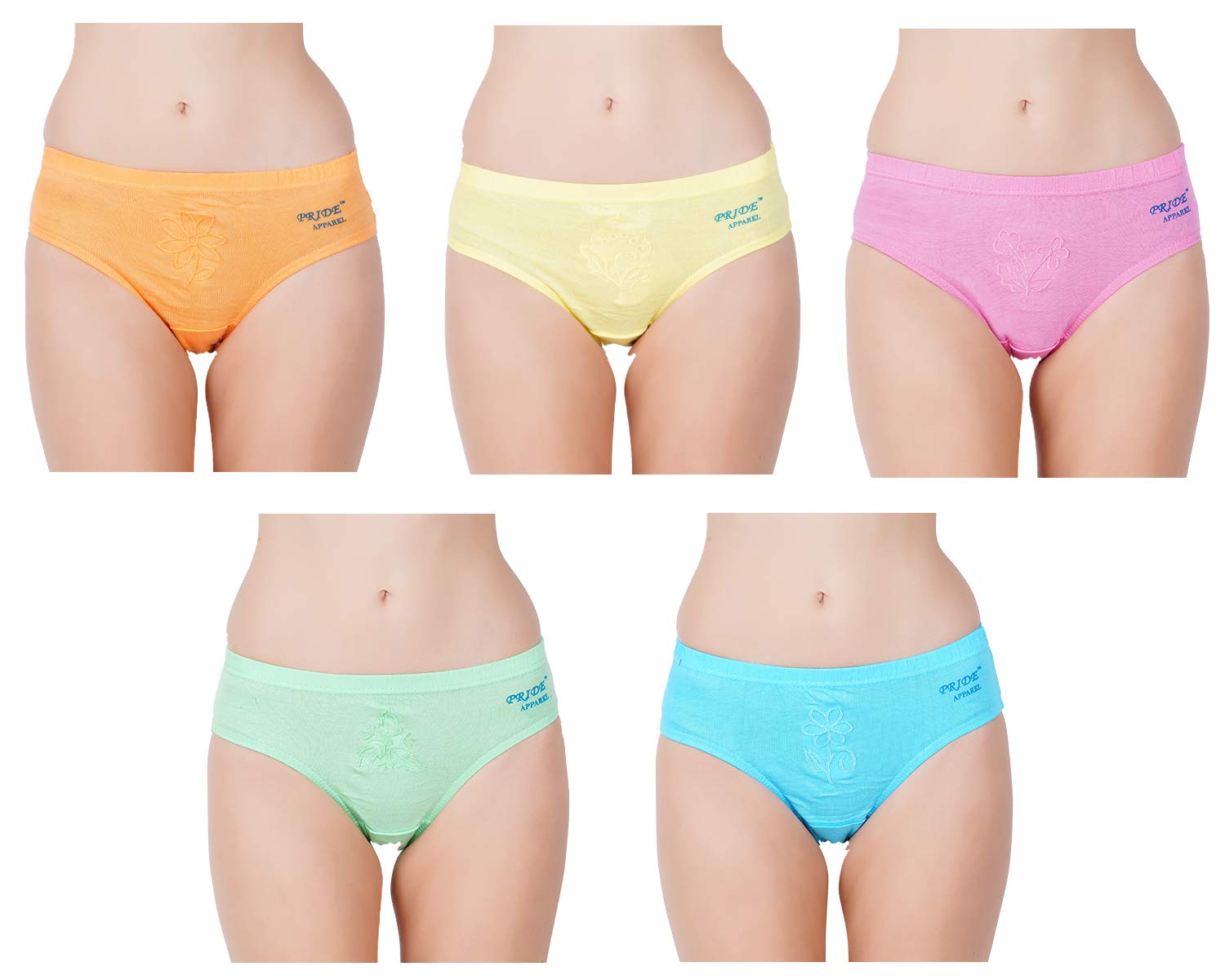 pride apparel Multicolor Soft Cotton Hipster Brief Panties Innerwear for Womens Combo Pack of 5(Z-WOM-05-EMBRO)-picture-19