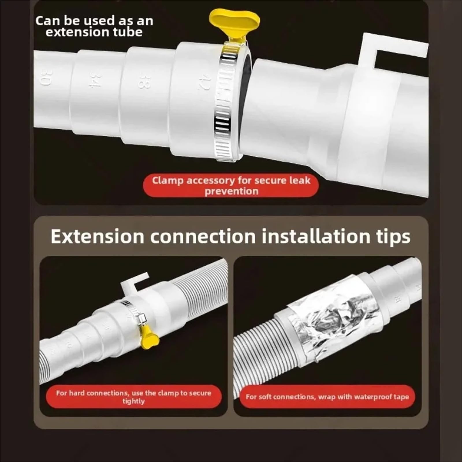 Tubo Di Prolunga for Tubo Di Scarico for Lavatrice Completamente Automatica, Lunghezza Da 4 A 8 M | Materiale EVA, lunghezza personalizzabile, resistente all'usura, tubo singolo con kit fascetta(6m-1 set)