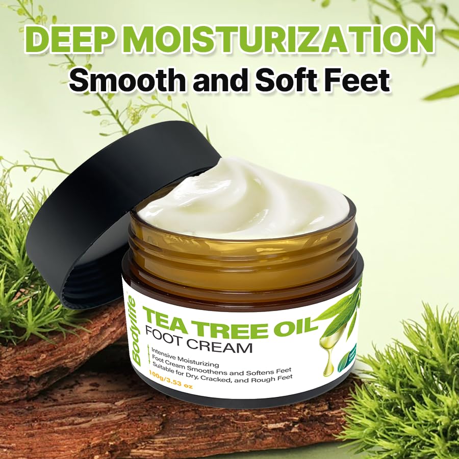 Tea Tree Oil Foot Cream 3.53 oz – Moisturizing & Nourishing Foot Lotion for Dry Cracked Feet, Softens Rough Skin, Soothes & Refreshes Tired Feet - Image 5