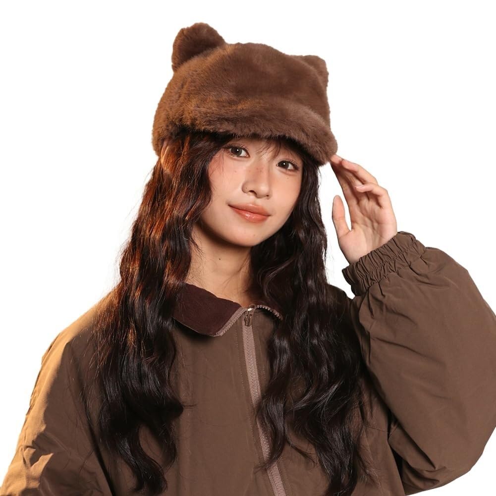 Casquette de baseball en fausse fourrure chaude et douce contre le froid hivernal
