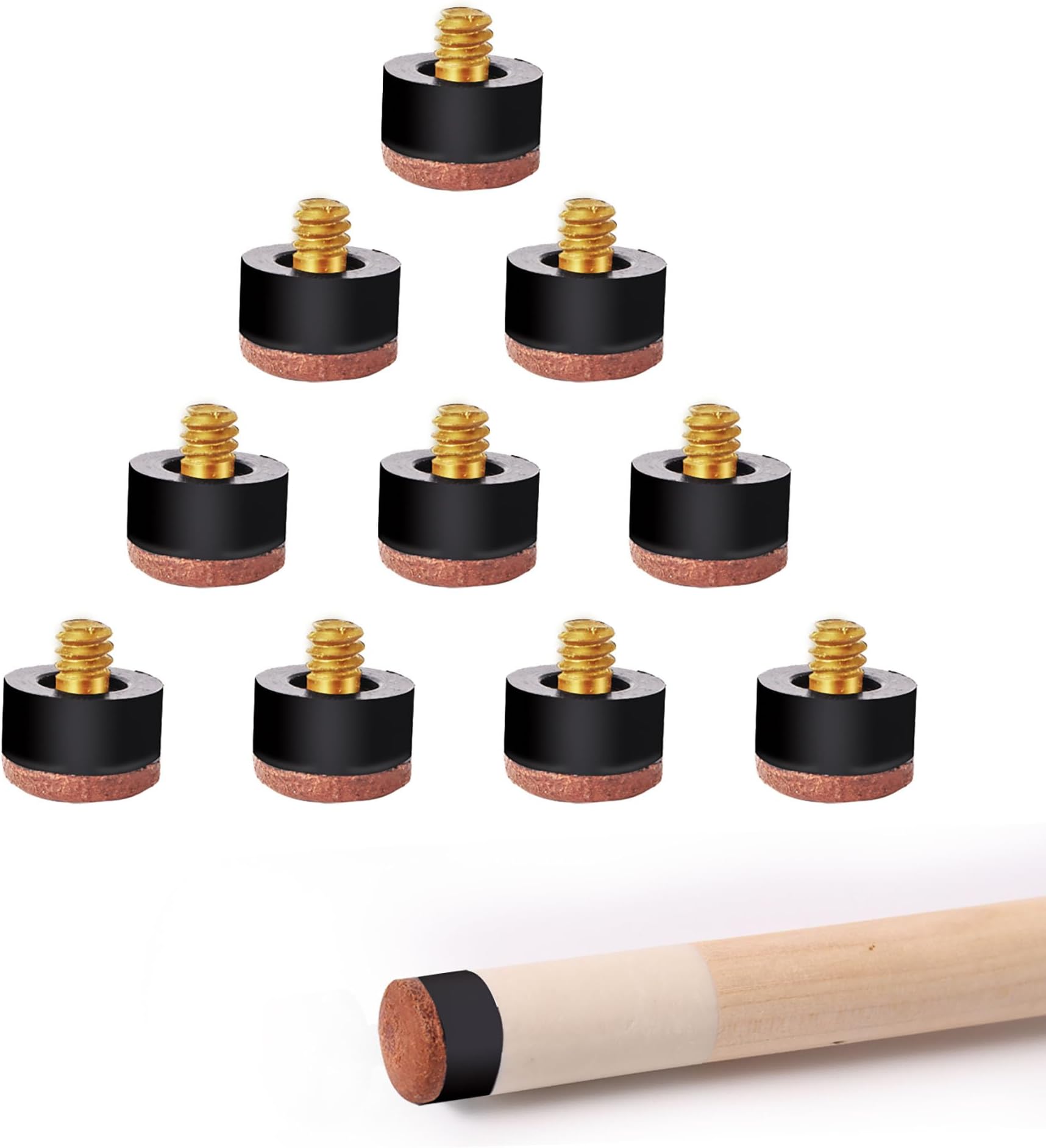 GSE Games & Sports Expert 10 Pieces 12mm/13mm Billiard Pool Tips, Soft/Hard Screw-on Tips Replacement or White Pool Cue Stick Nylon Ferrules Replacement