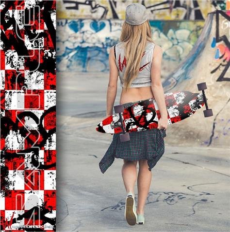 Checker Splatter - Decal Style Vinyl Wrap Skin fits Longboard Skateboards up to 10