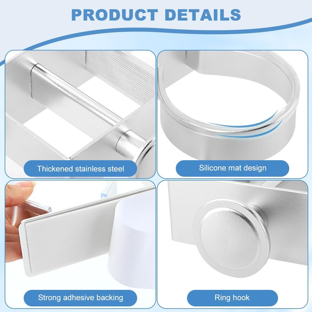 Hair Dryer Holder, Wall Mounted Hair Dryer and Straightener Holder, 2 in 1 Hai-r Tool Organizer & Storage for Bathroom, Hai-r Care Styling Tool Holder(COLOR:silver)