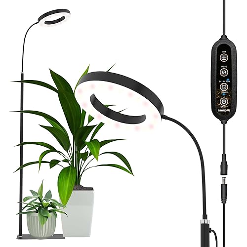 Plant Grow Light with Stand, LED Grow Lights for Indoor Plants, Full Spectrum Plant Growing Floor Lamp, Auto ON/Off Timer, 6 Dimmable Levels, 3 Switch Modes, 63 inches Height Adjustable Height
