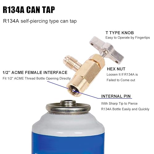 Miniatura 8 de Juego de manómetros de 3 vías de CA, herramienta de carga de freón de diagnóstico HVAC para refrigerante R12 R22 R404A R134A, con manguera de 4.9