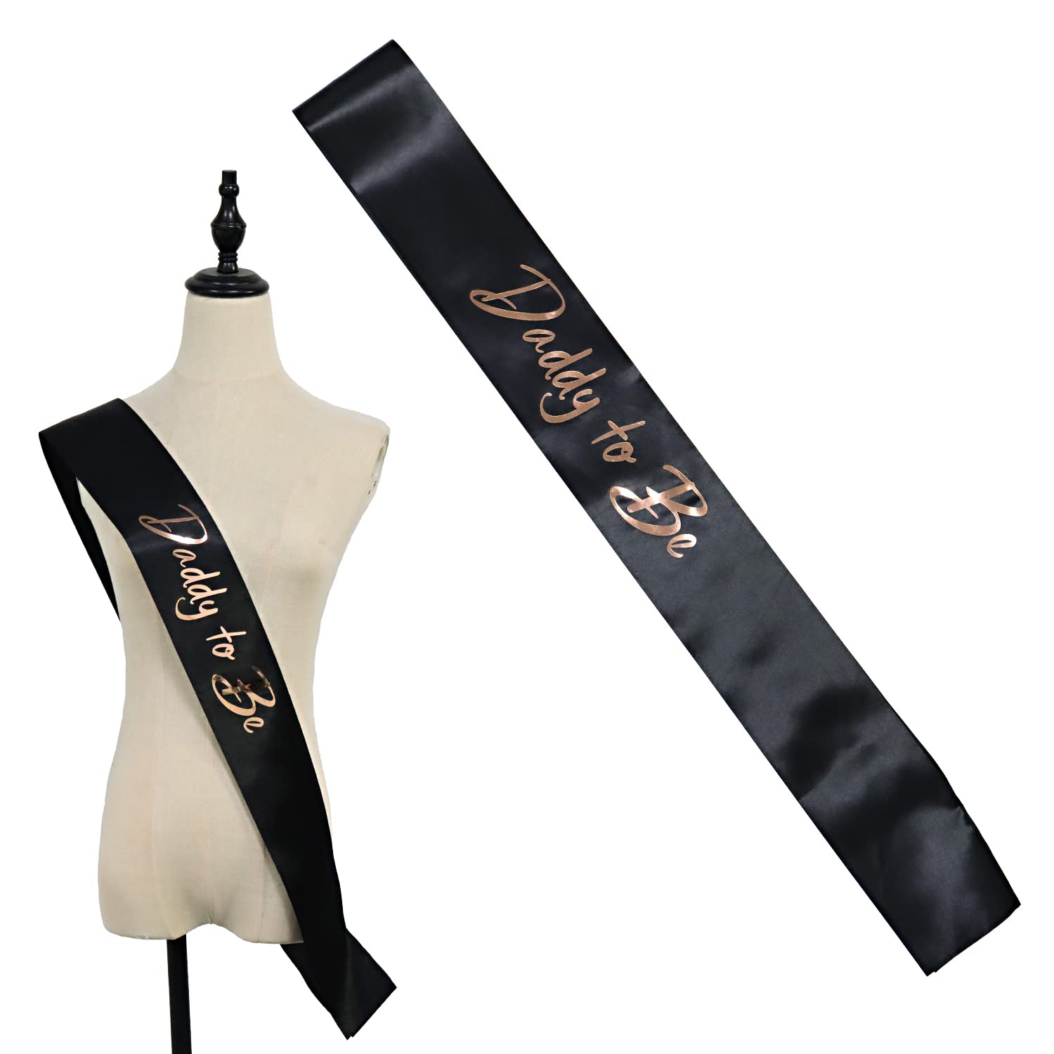 SYF-UN Daddy to Be Sash,Black Sash and Gold Foiled Printed Baby Shower Satin Sash Dad to Be Sash Baby Shower Gender Reveal Party Favors