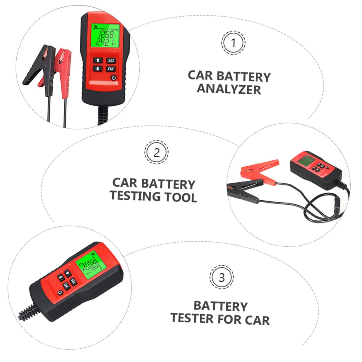 Alipis Tester Per Batteria Auto Analizzatore Di Carica Digitale Display Lcd Chiaro Strumento Di Test Per Batterie Auto Affidabile e Preciso Misura Intervallo