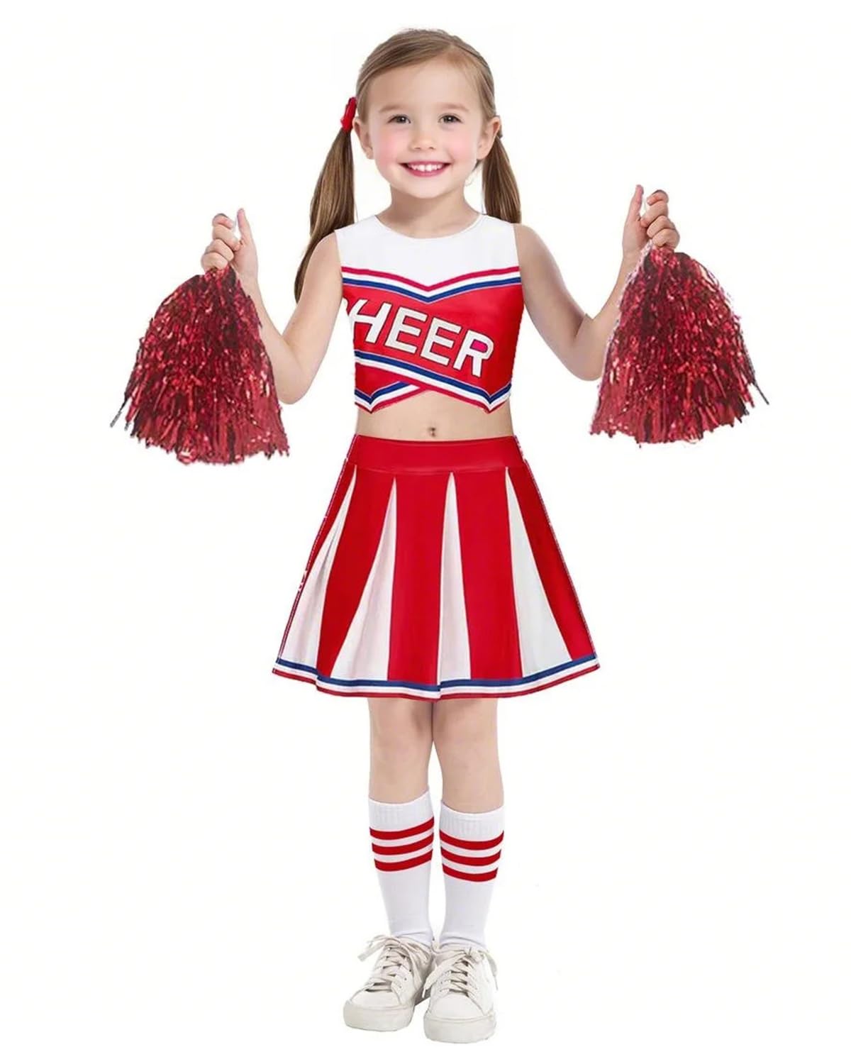 DivingBirds Cheerleader Halloween Costume Kids Girls Cheer Leader Costume School Cheerleading Outfits for 4-5 Years