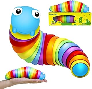 DAXIGUA Slug Fidget Toy, 3D Printed Articulated Fidget Slug Sensory Toys, Rainbow Color, Funny Finger Slug Toy Gift for Toddler Kids Autistic Boys Girls Adult Stress Relief