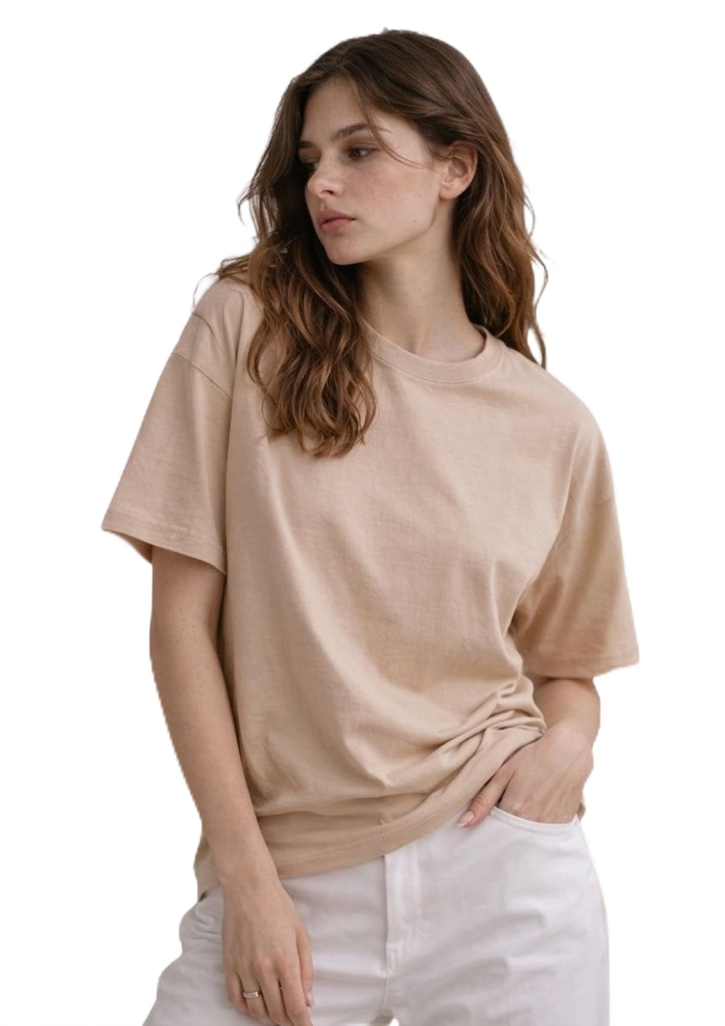 carlo magno Pastel Brown Cotton T-Shirt for Girls & Women | Purse Happy | Round Neck | Half Sleeve | 180 GSM | Ultra Soft | Regular Fit | Anti-Pilling|-picture-39