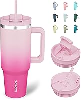 BJPKPK 40oz Cherry Blossom Insulated Stainless Steel Tumbler with Handle & Straw Lid - Keeps Drinks Hot/Cold for Hours