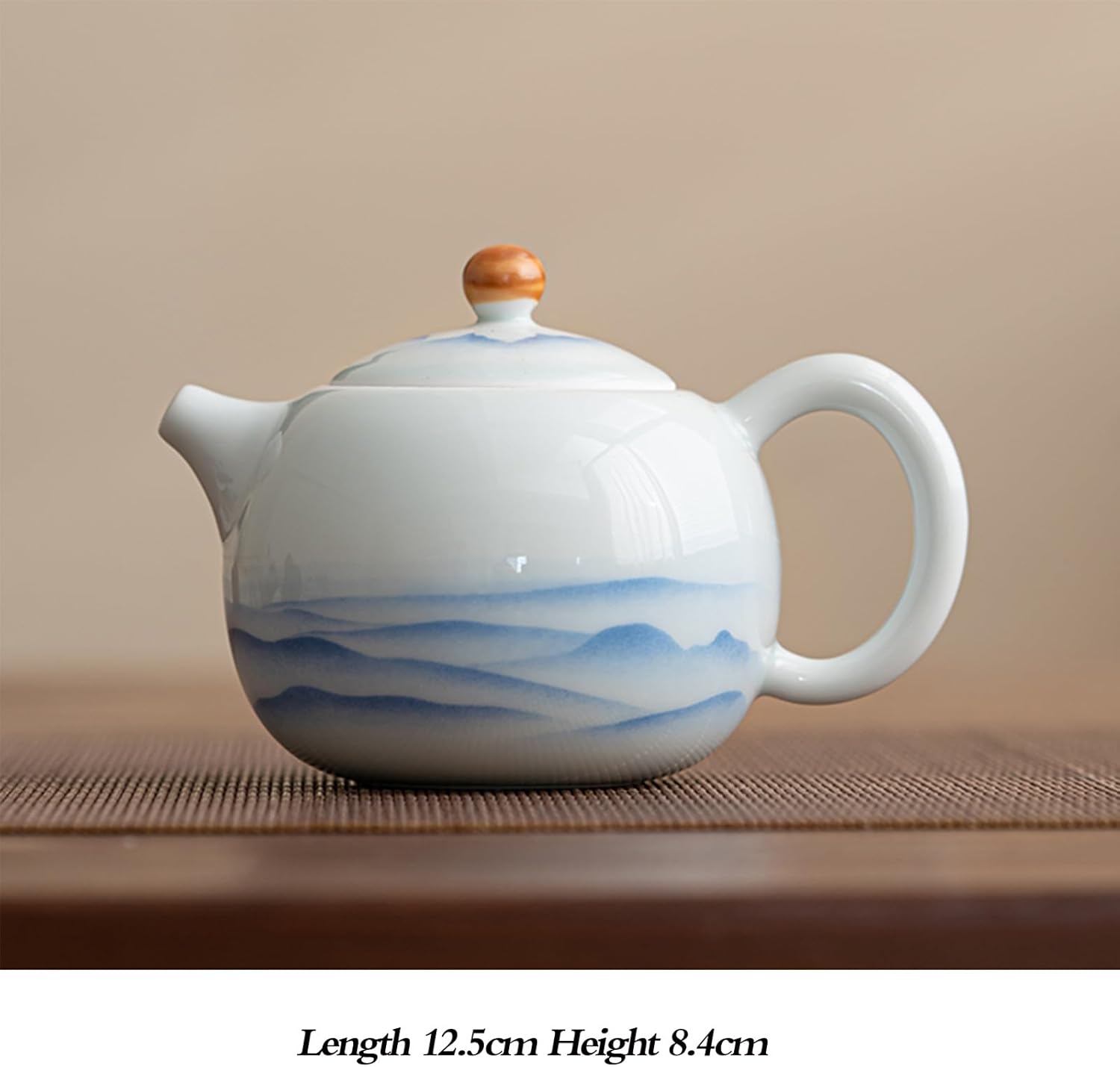 Cceramic Teapot，Tea Brewer, Exquisite Creative Design Hand-Painted White Porcelain Teapot, Simple and Elegant, Comfortable Feel, Mini Tea Kettle Household Teapot Ceramic Tea Maker Exquisite Teaware