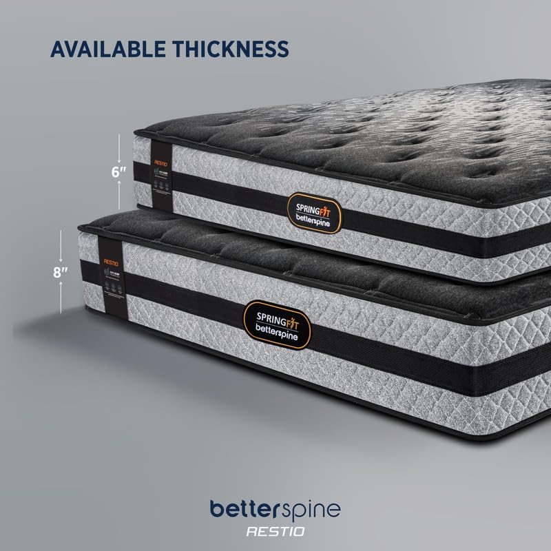 Image of Springfit BetterSpine Restio 8 Inch Orthopedic Memory Foam Mattress | Airflow Transition Foam with 3 Zone Layer Technology Medium Firm Comfort | 5 Years Warranty | Queen Size (72x60x8)
