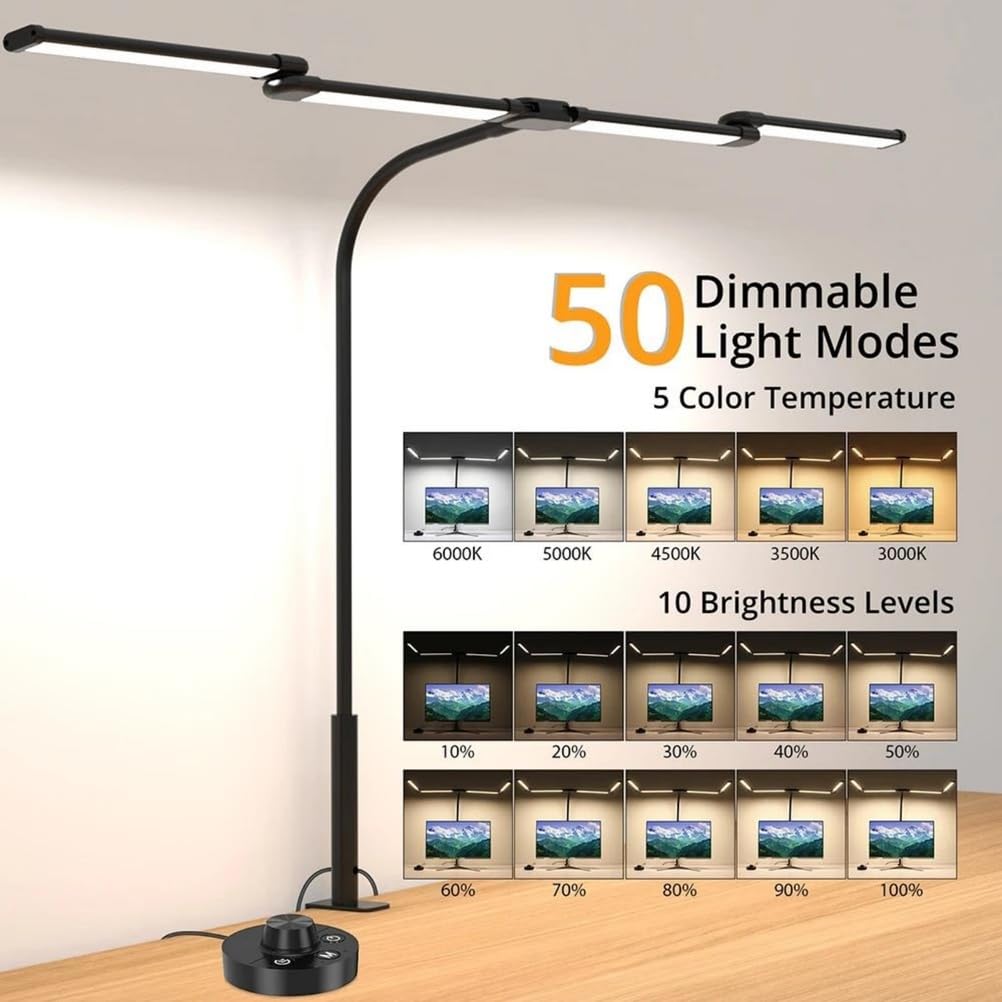 Lampe De Bureau À Pince avec 4 Têtes LED pour Le Soin des Yeux