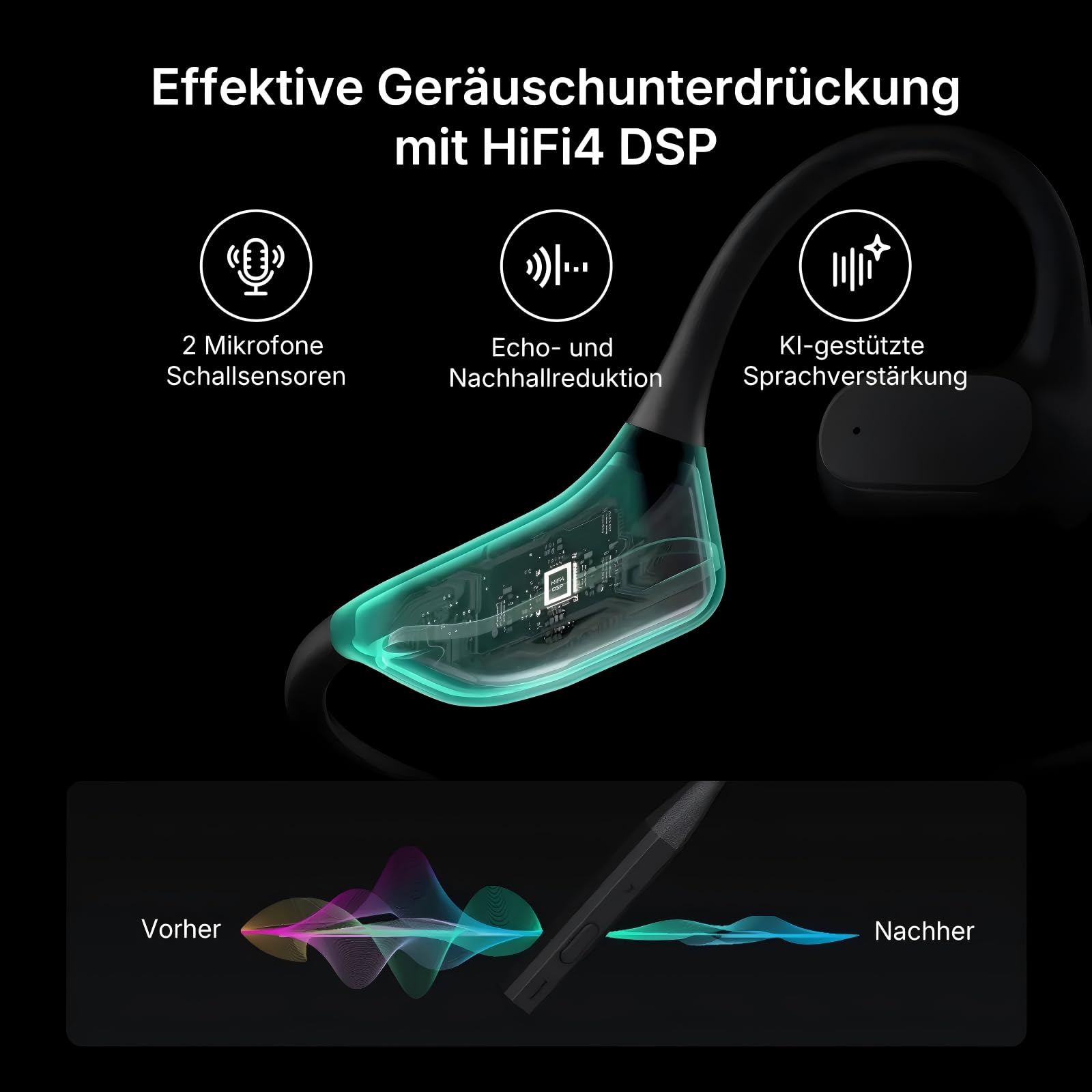 Nuroum OpenEar Pro 2 Kopfhörer Bluetooth 5.4 mit Mikrofon und Geräuschunterdrückung, Dual-Verbindung Wireless Headsets mit Dongle, Kabellose Headphones für Büro/Arbeit/Meeting, 12 Std Gesprächszeit