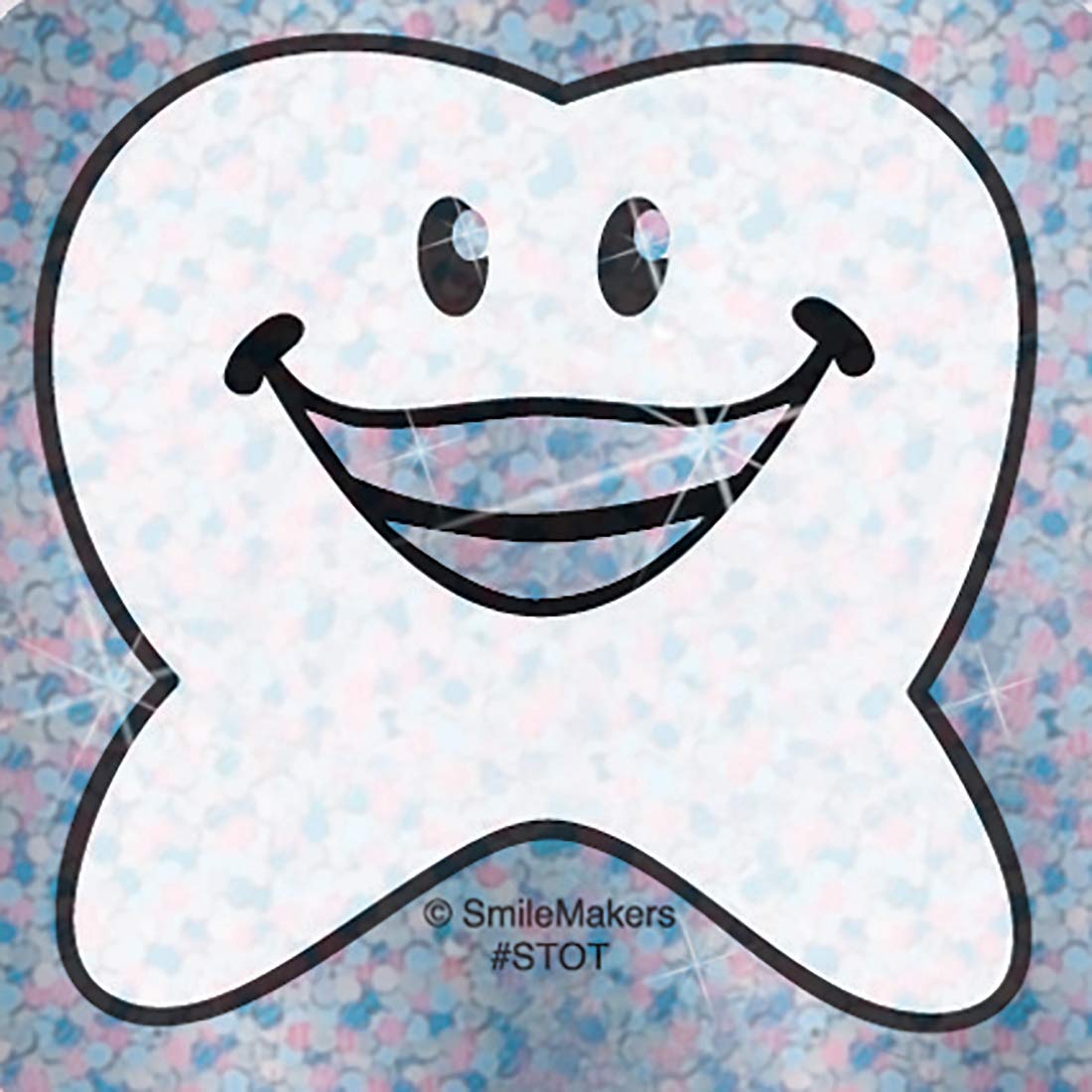 SmileMakersHappy Tooth Shaped Sparkle Stickers - Prizes and Giveaways - 75 per Pack