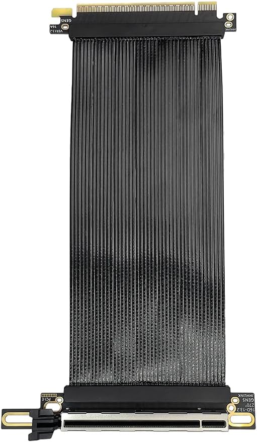 JMT PCIe 5.0 X16 64GB/s Extension Cable 270-degree Reverse Right- Angle GPU Adapter Graphics Card GEN5 High Speed Cable 16AB5 Compatible with 217e / NZ XT H1 Case (15CM)