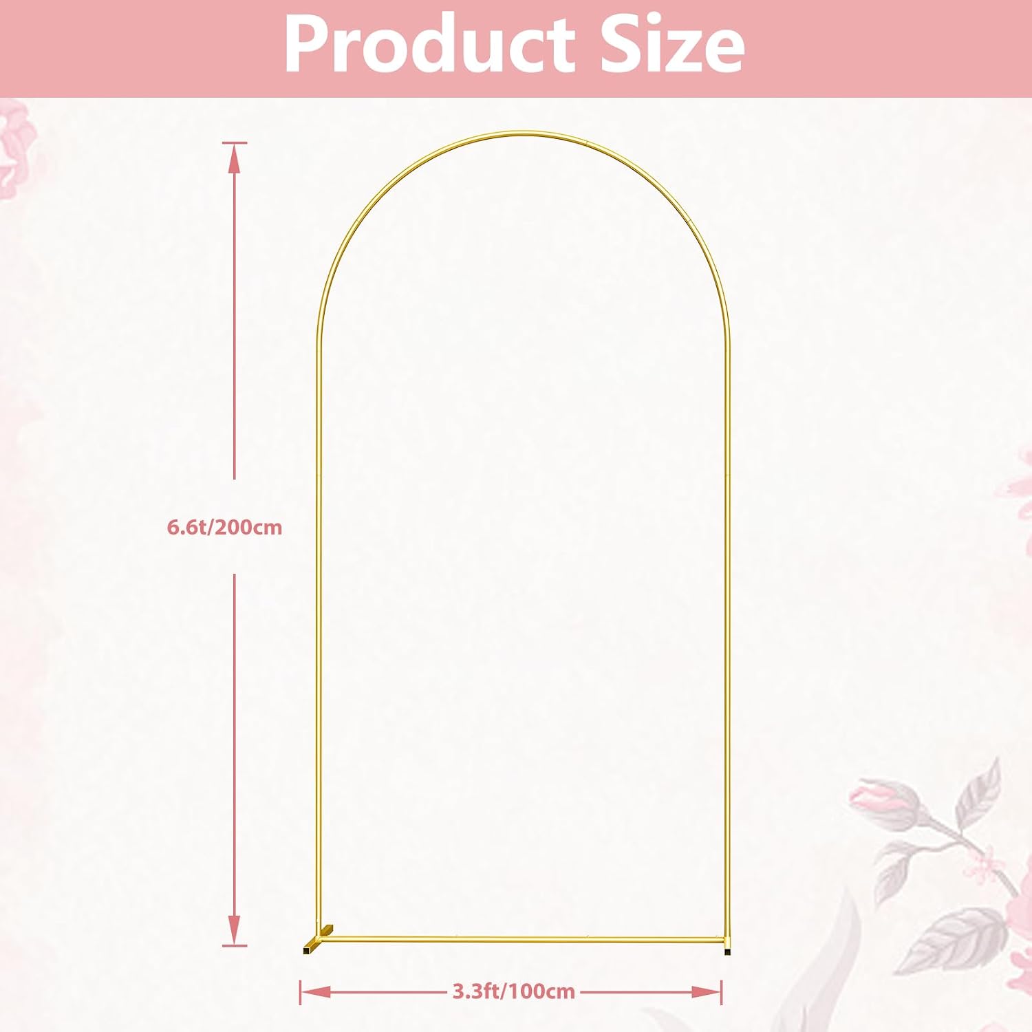 Metal Arch Backdrop Stand 6.6FT Gold Wedding Arch Backdrop Stand, Balloon Arch Frame for Wedding Birthday Party Baby Shower Graduation Ceremony Decor