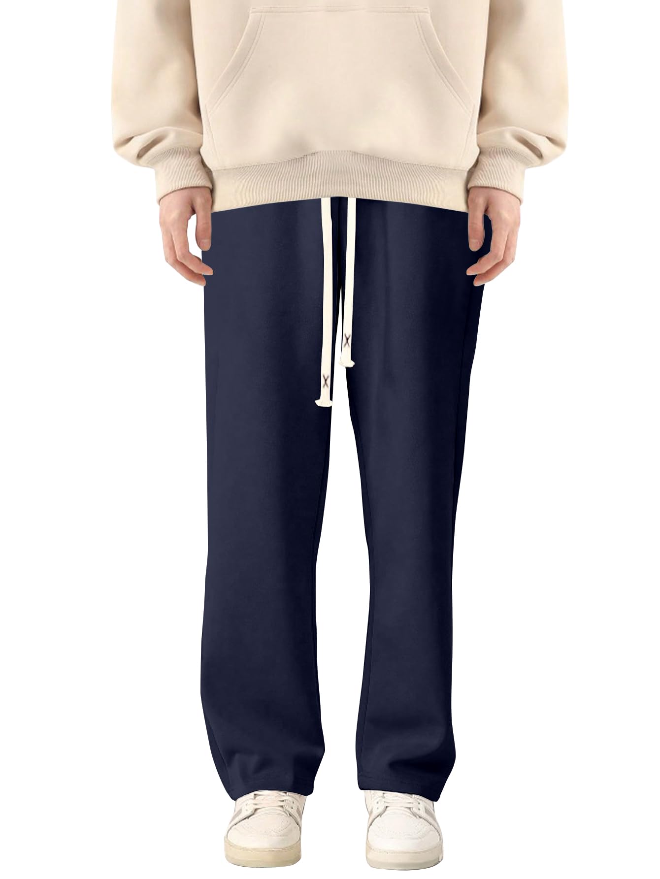 avanova Men's Black Straight Leg Knitted Sports Pants – Loose Fit Casual Sweatpants with Drawstring Waist & Pockets, Comfortable Knit Trousers for Spring/Autumn (Track 258)-picture-53