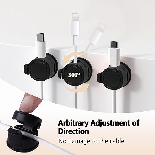 Miniatura 3 de Nearockle Paquete de 8 organizadores de cables de resorte con cierre de bloqueo, clips de cable de carga máxima, soporte de cable de carga giratorio