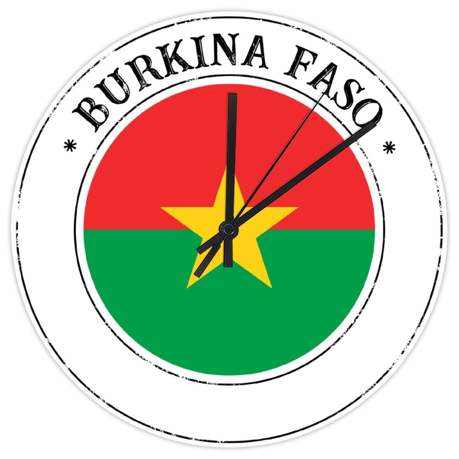 Horloge du Burkina Faso silencieuse pour décorer la cuisine et la chambre