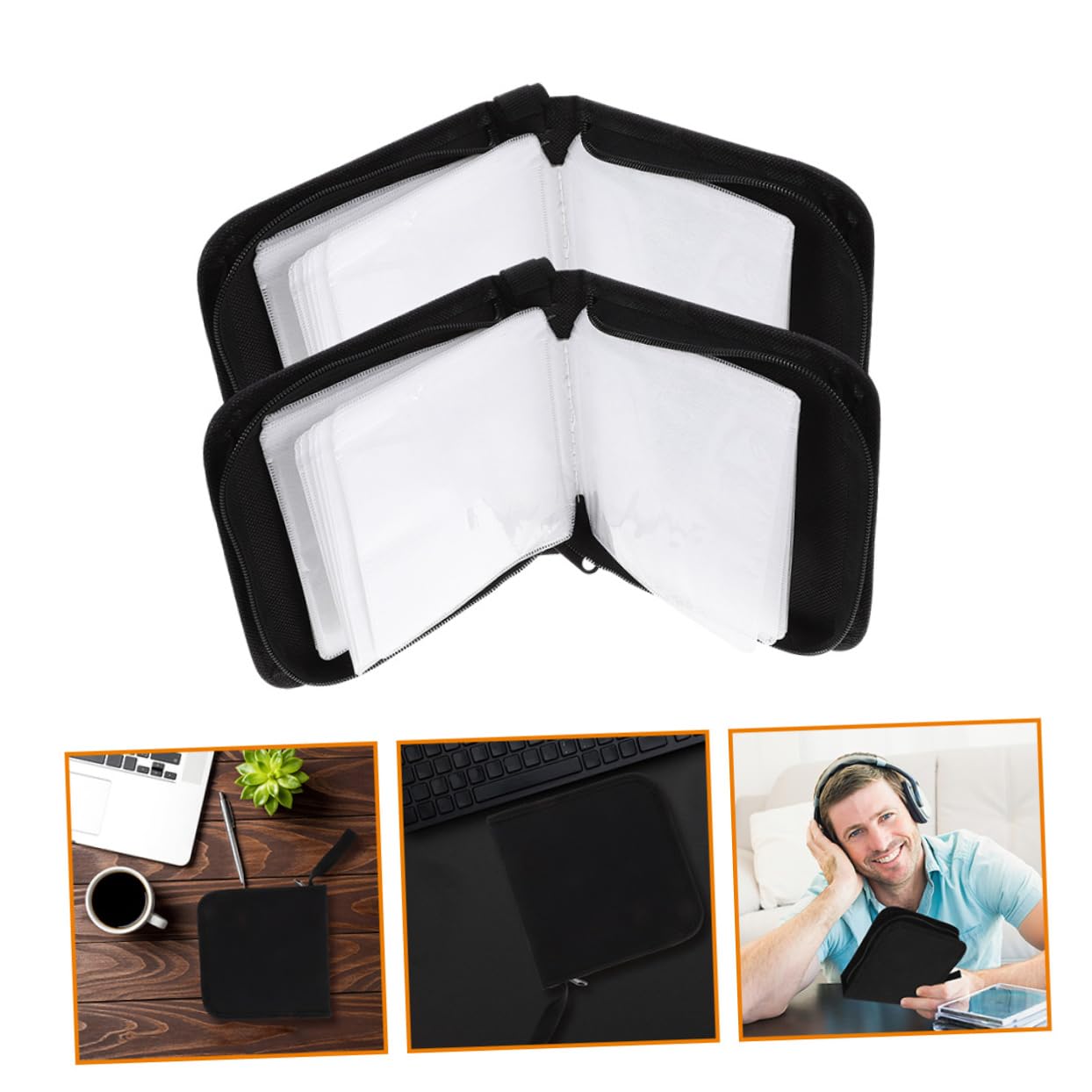 PRETYZOOM 4 Set Scatola Di Immagazzinaggio Cd Custodie Cd Porta Borsa Dvd Astuccio Custodia Porta Custodia Per Da Viaggio Tessuto Non Tessuto in Polipropilene 2 Pezzi * 4